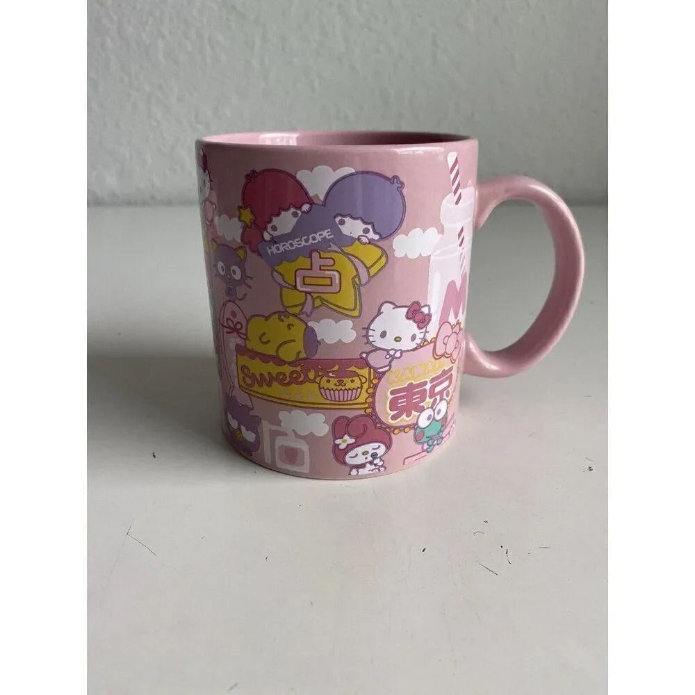 Sanrio Hello Kitty and Friends Kawaii Tokyo Theme Pink Mug Little Twin Stars NEW